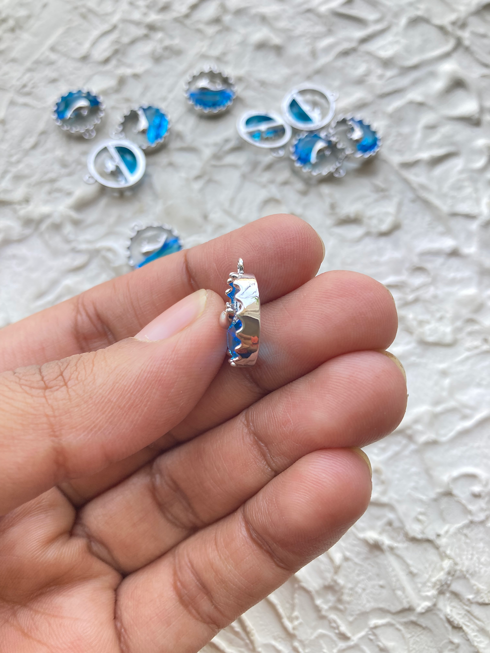 Thumbnail: 14k gold plated/platinum plated circle ocean whale charm