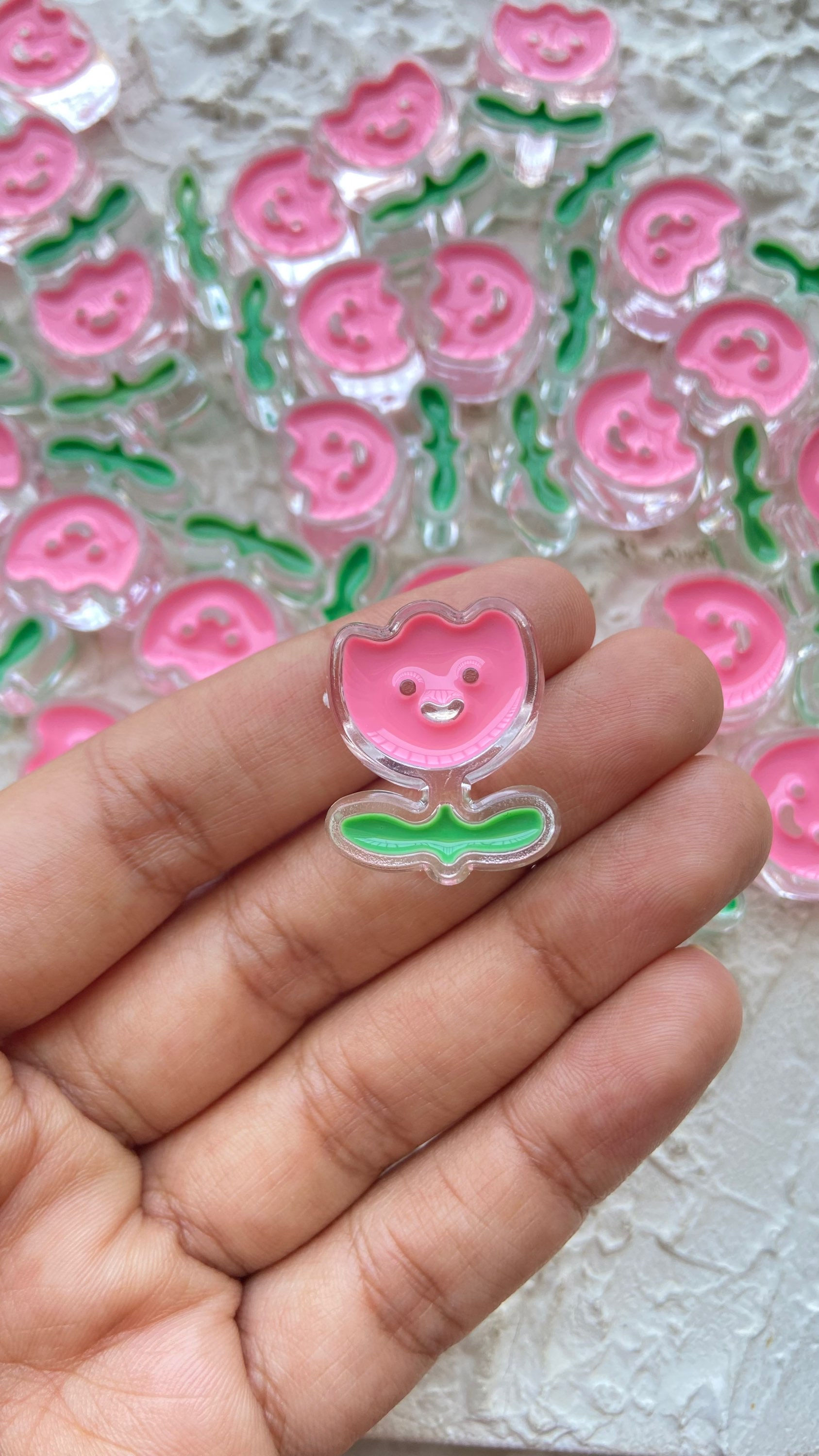 Big acrylic tulip bead, Horizontally drilled, (1pc)