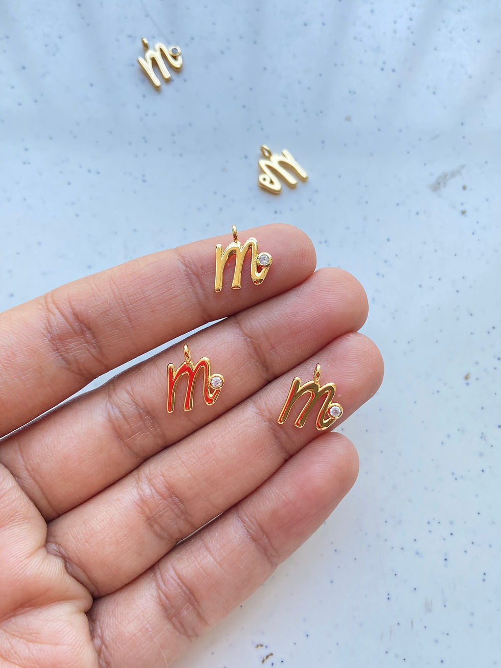 Thumbnail: Italic alphabet charm with zircon stone, anti-tarnish