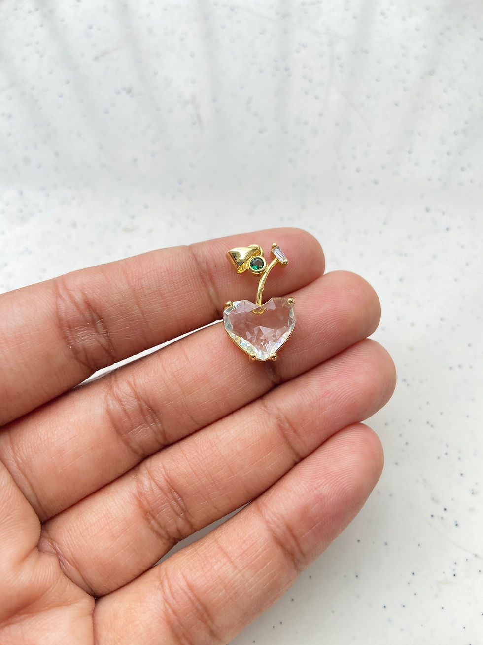 Thumbnail: Zircon heart shape cherry charm (1pc)