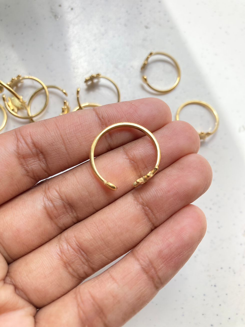 Thumbnail: 18k gold plated sun bezel adjustable ring