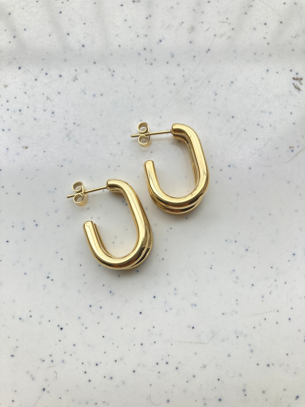Thumbnail: Readymade dual oval hoops stud earrings