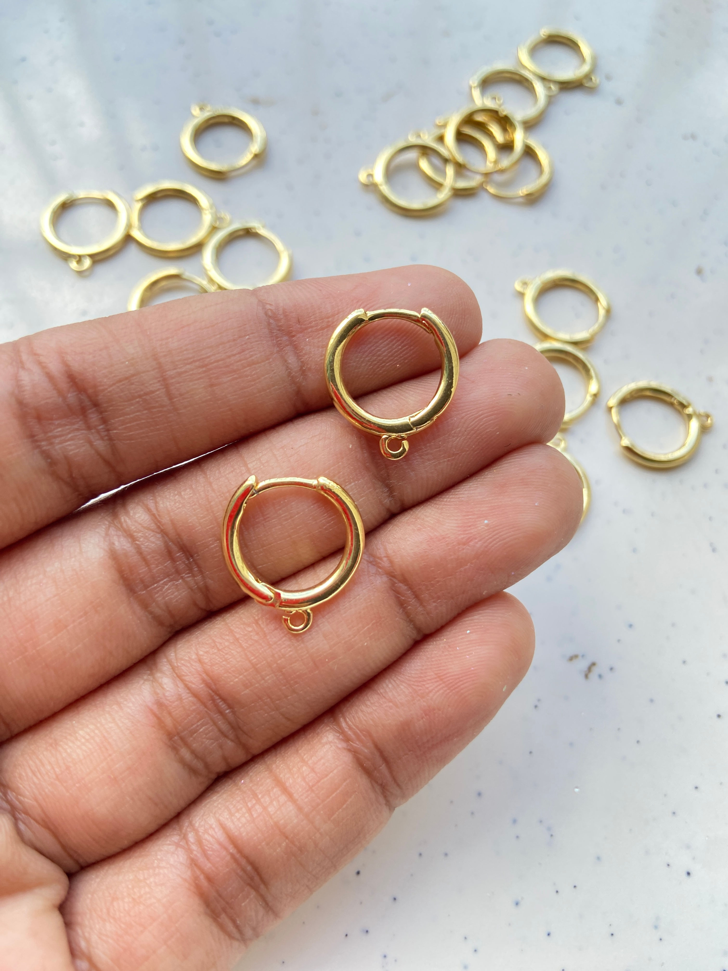 18k gold plated huggie brass hoops