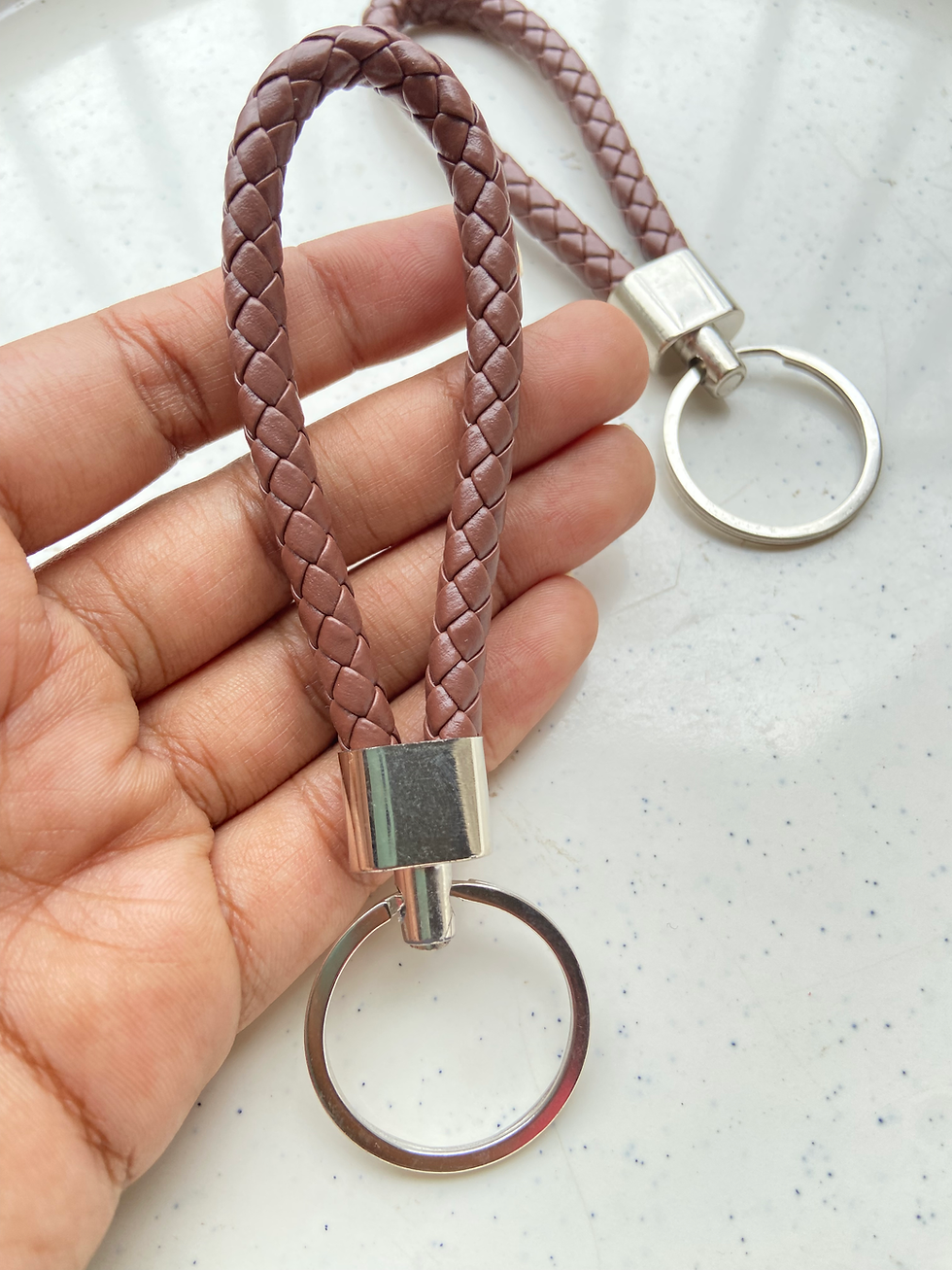 Thumbnail: Braided PU leather keychain (no lobster clasp)