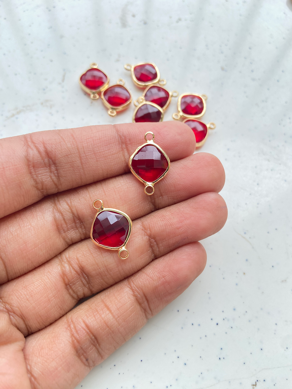 Thumbnail: 17*11.5*4mm, Faceted glass rhombus connector