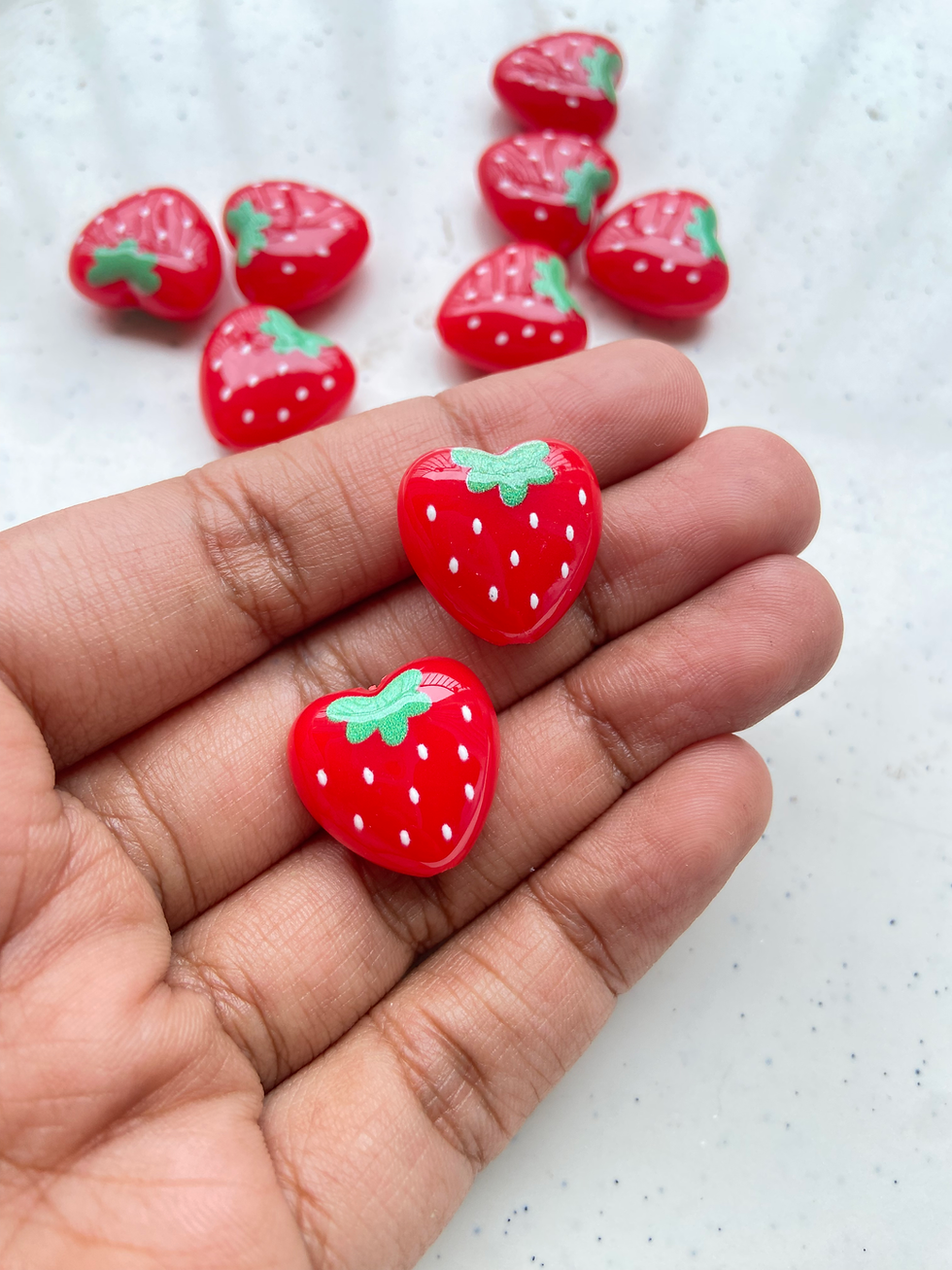 Thumbnail: Fruit theme heart shape acrylic bead, vertically drilled