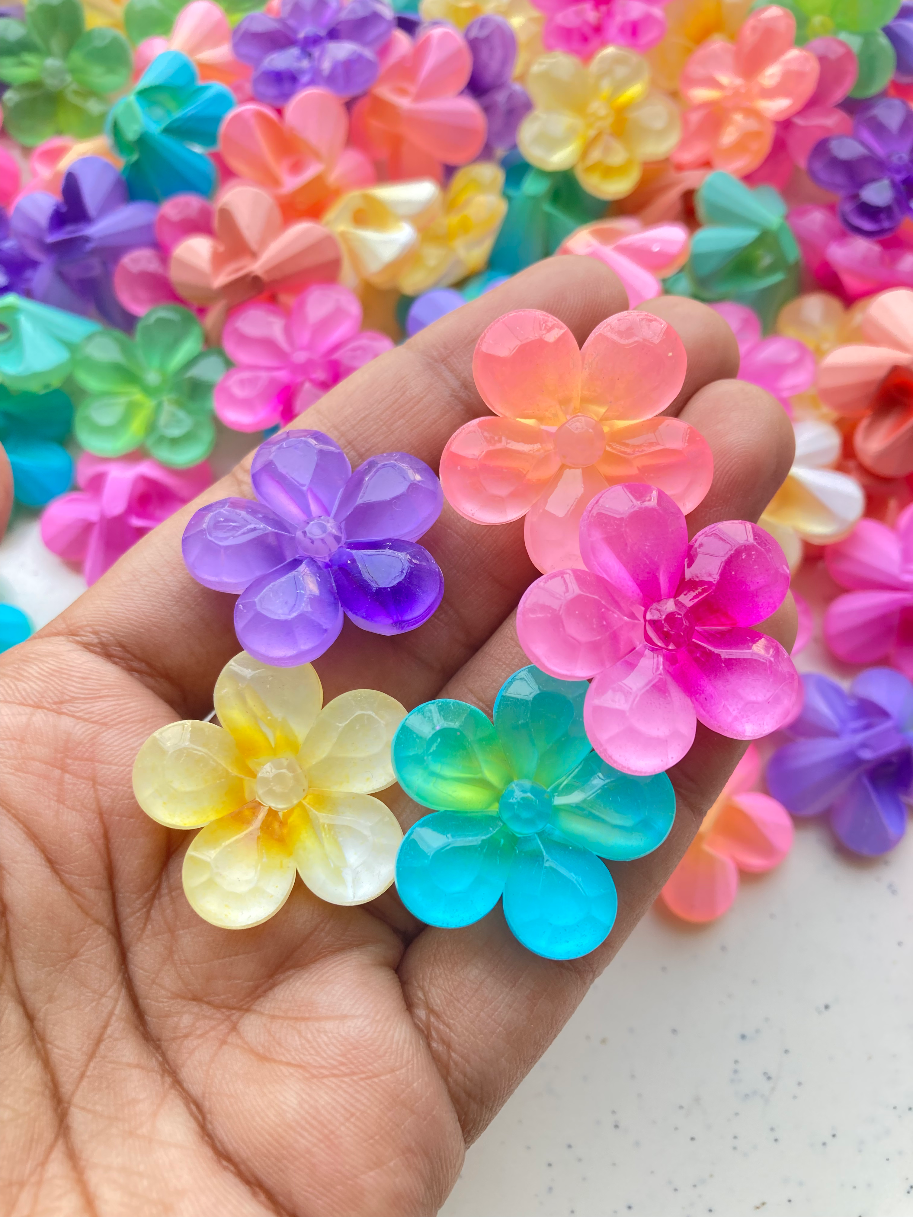5 petal champa flower acrylic beads
