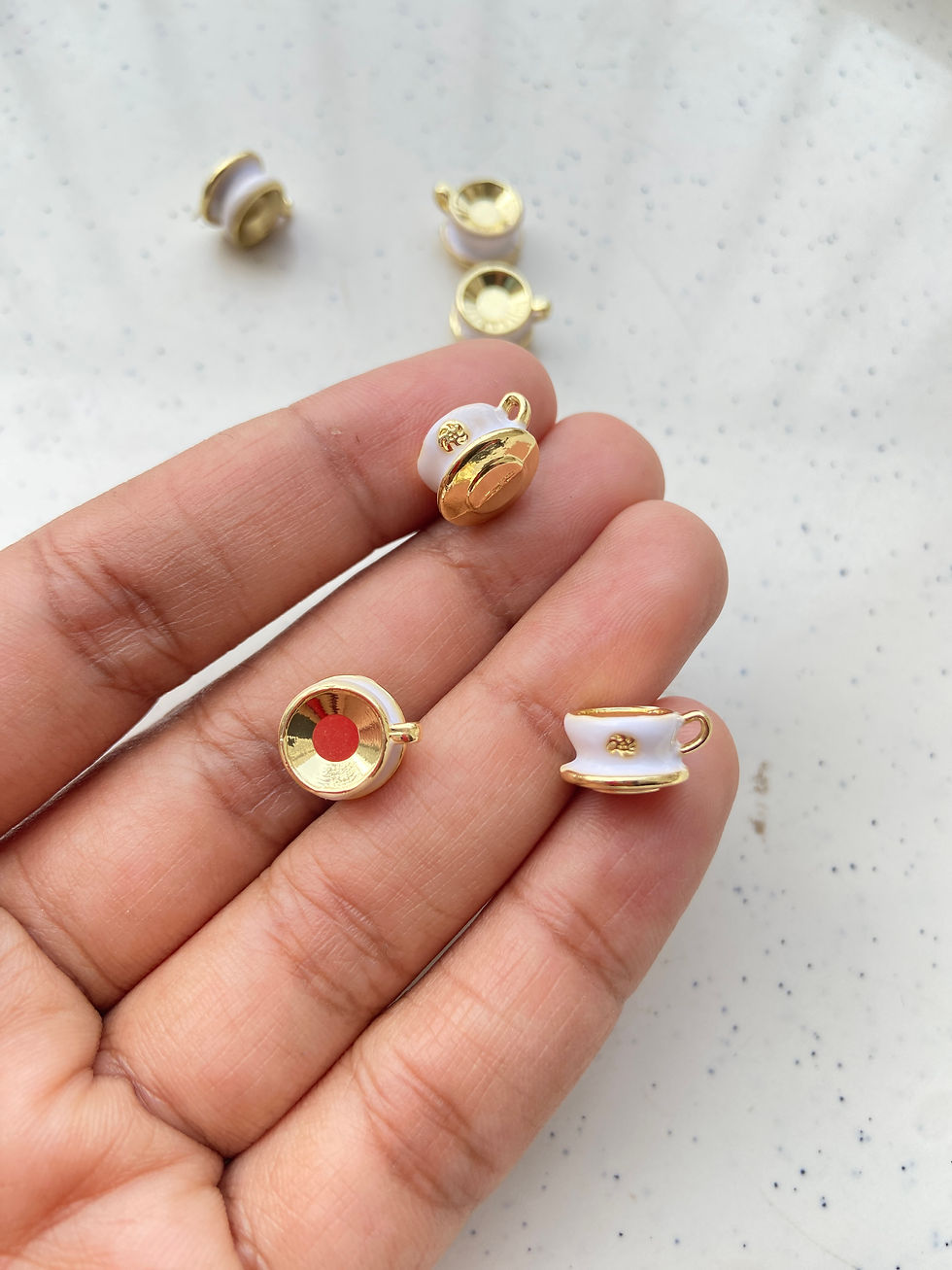 Thumbnail: 3D tiny alloy enamel teapot/cup charm, anti-tarnish
