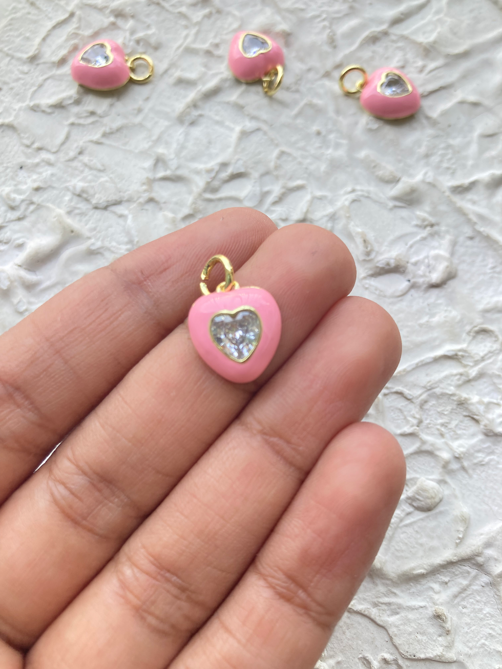 Thumbnail: Colourful zircon heart with enamel brass charm