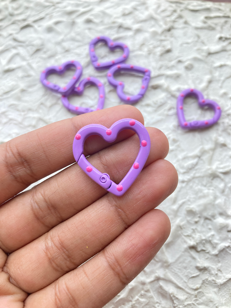 Thumbnail: Heart with polkadot shape keychain clasp