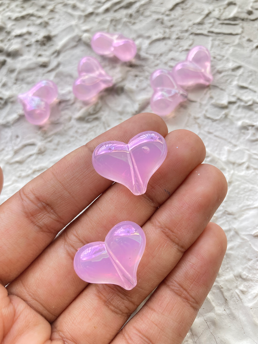 Thumbnail: Irridescent transparent acrylic colourful heart bead