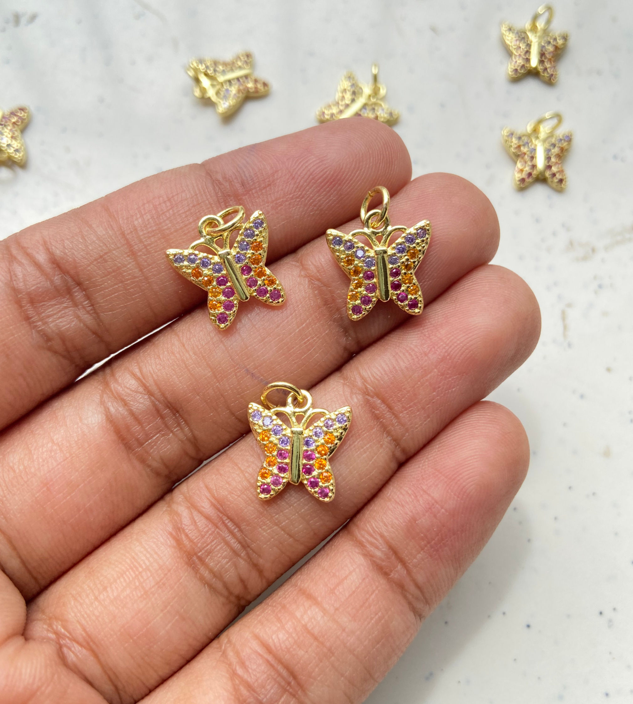Colourful zircon butterfly charm