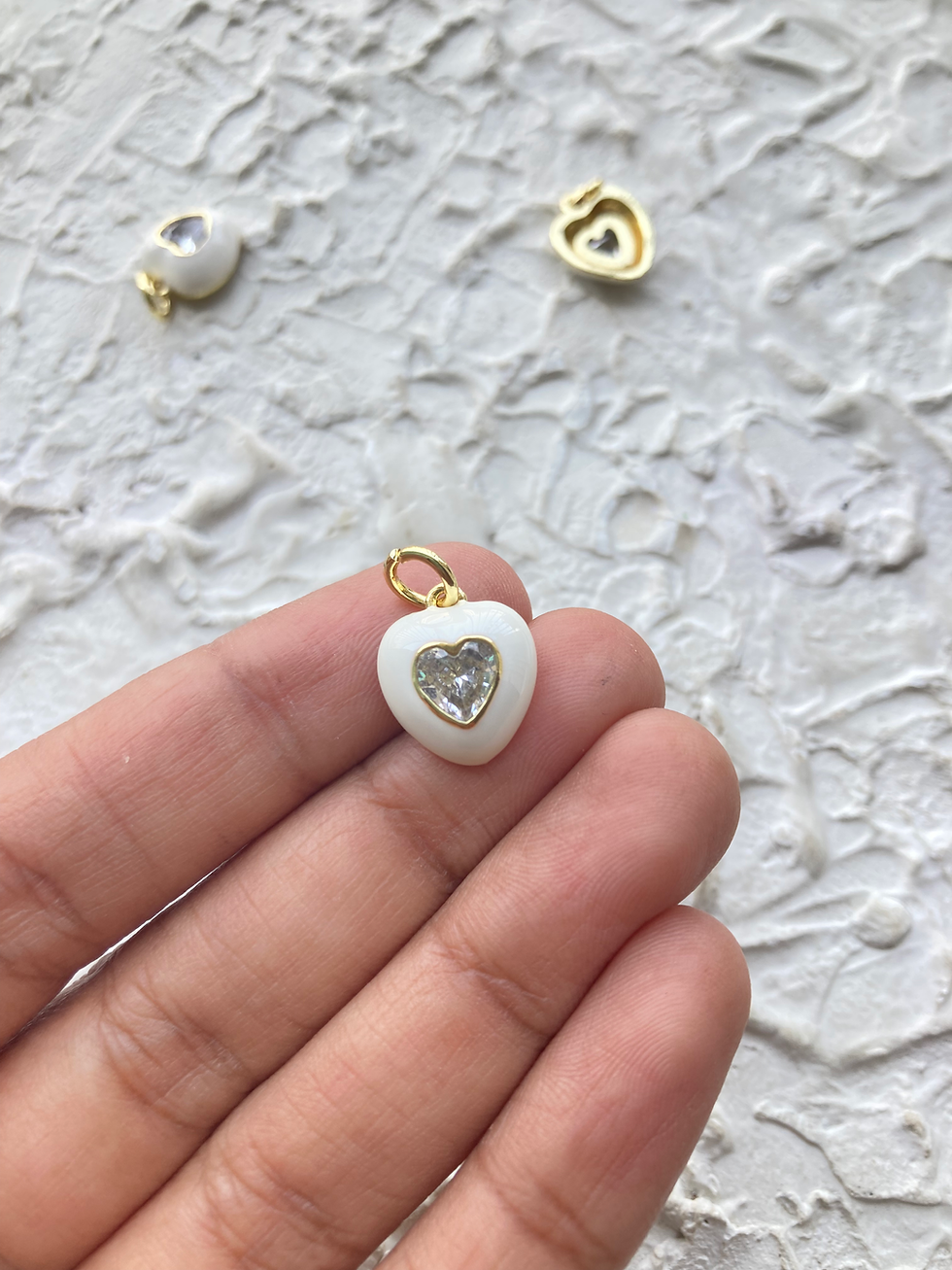Thumbnail: Colourful zircon heart with enamel brass charm