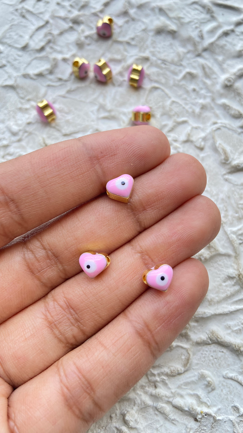 Thumbnail: Enamel evil eye heart shape bead