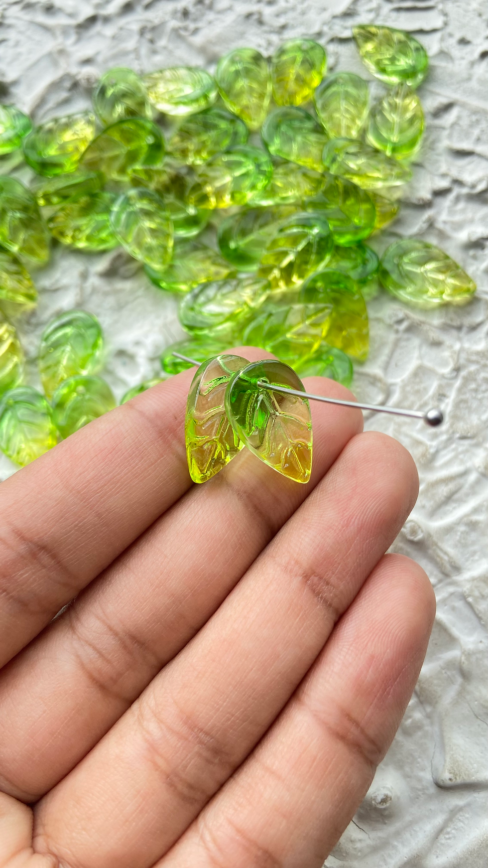 Thumbnail: Double shade leaf glass charm