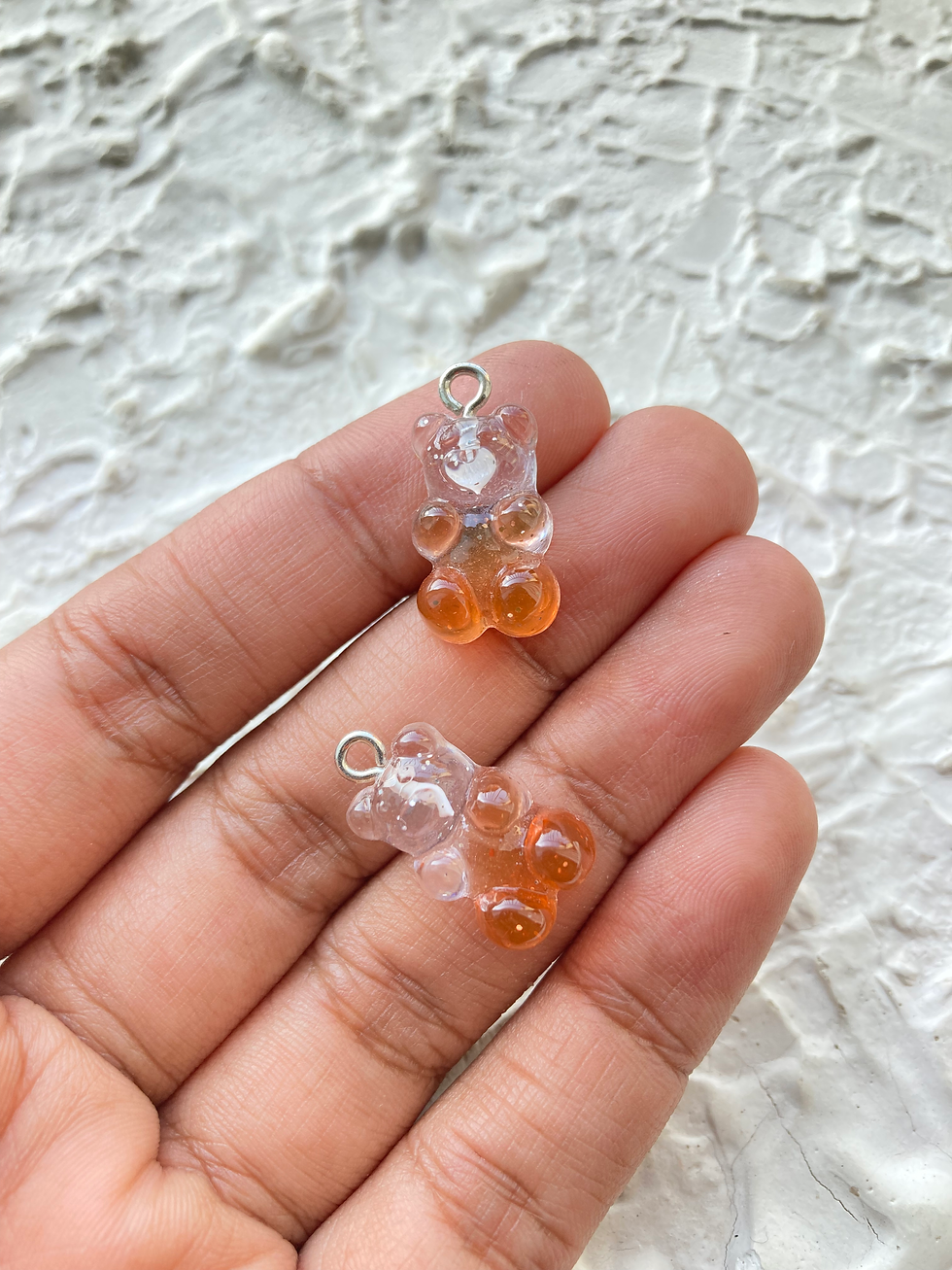 Thumbnail: Transparent two shade resin small gummy bear charm with glitter