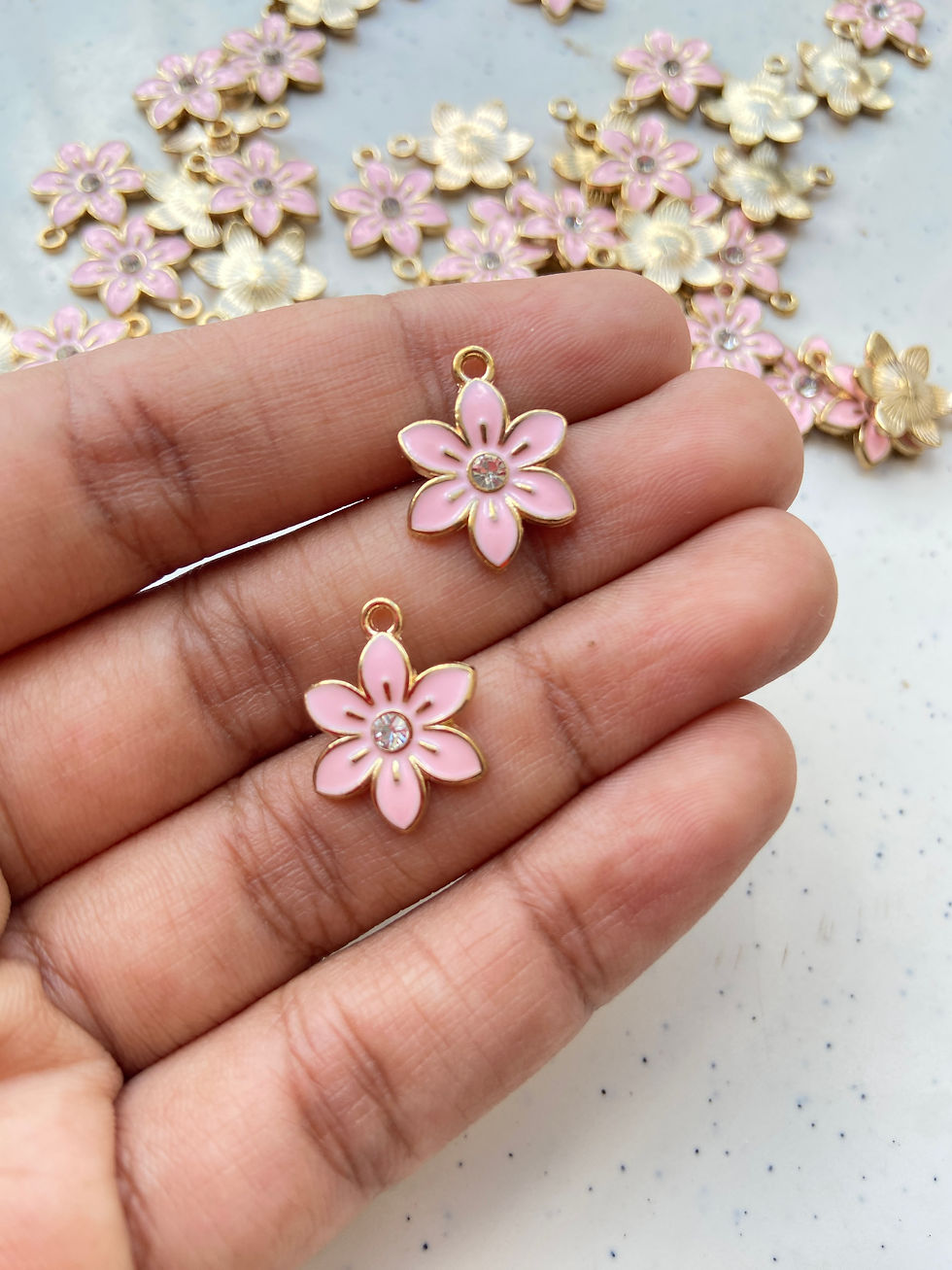 Thumbnail: Alloy enamel with flower & rhinestone charm