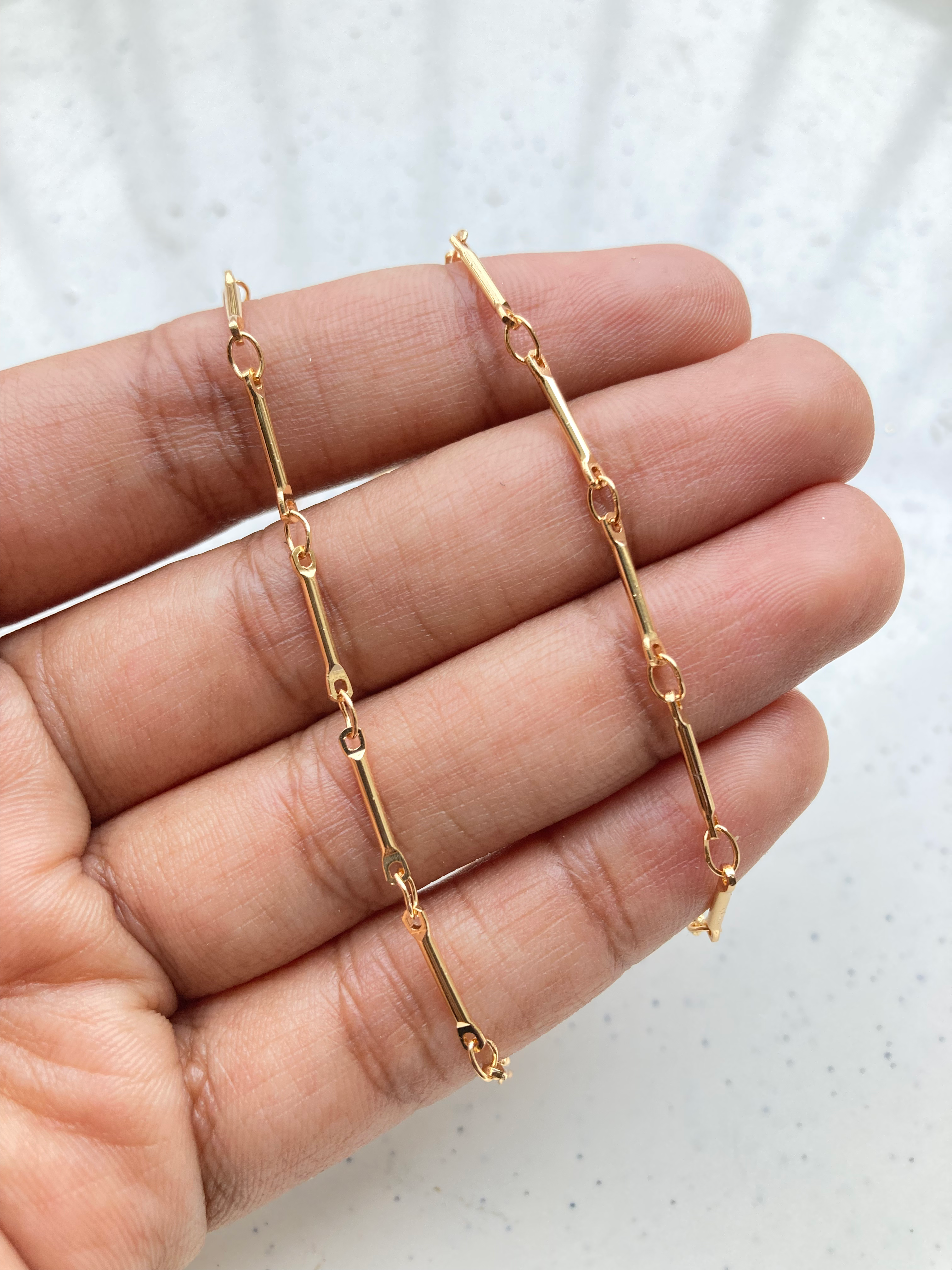 Bar connector link chain with lobster clasp+extension