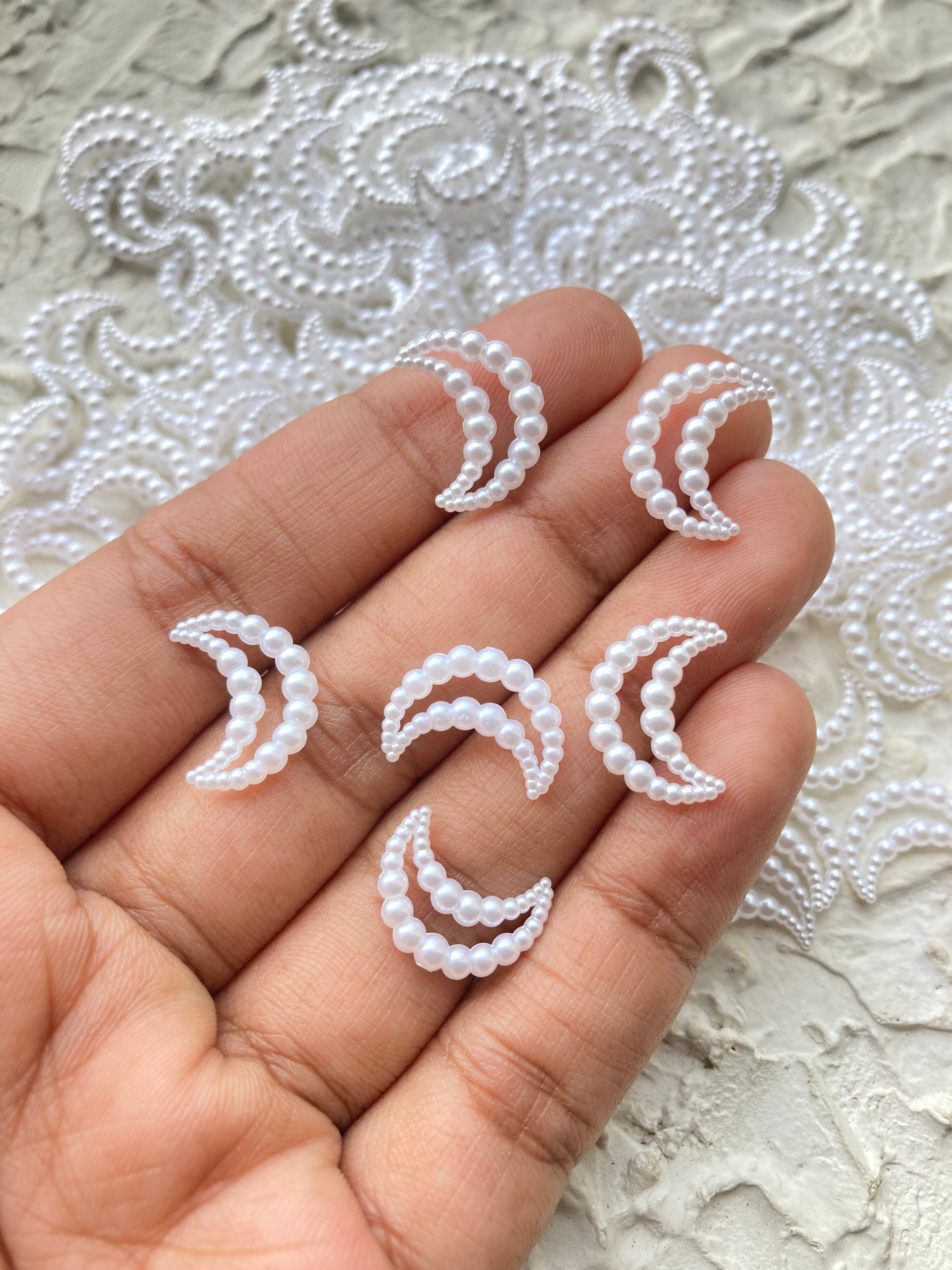 Imitation pearl moon charm