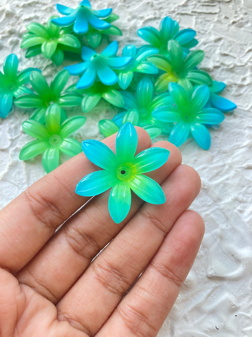 Thumbnail: Shaded plumeria flower acrylic bead