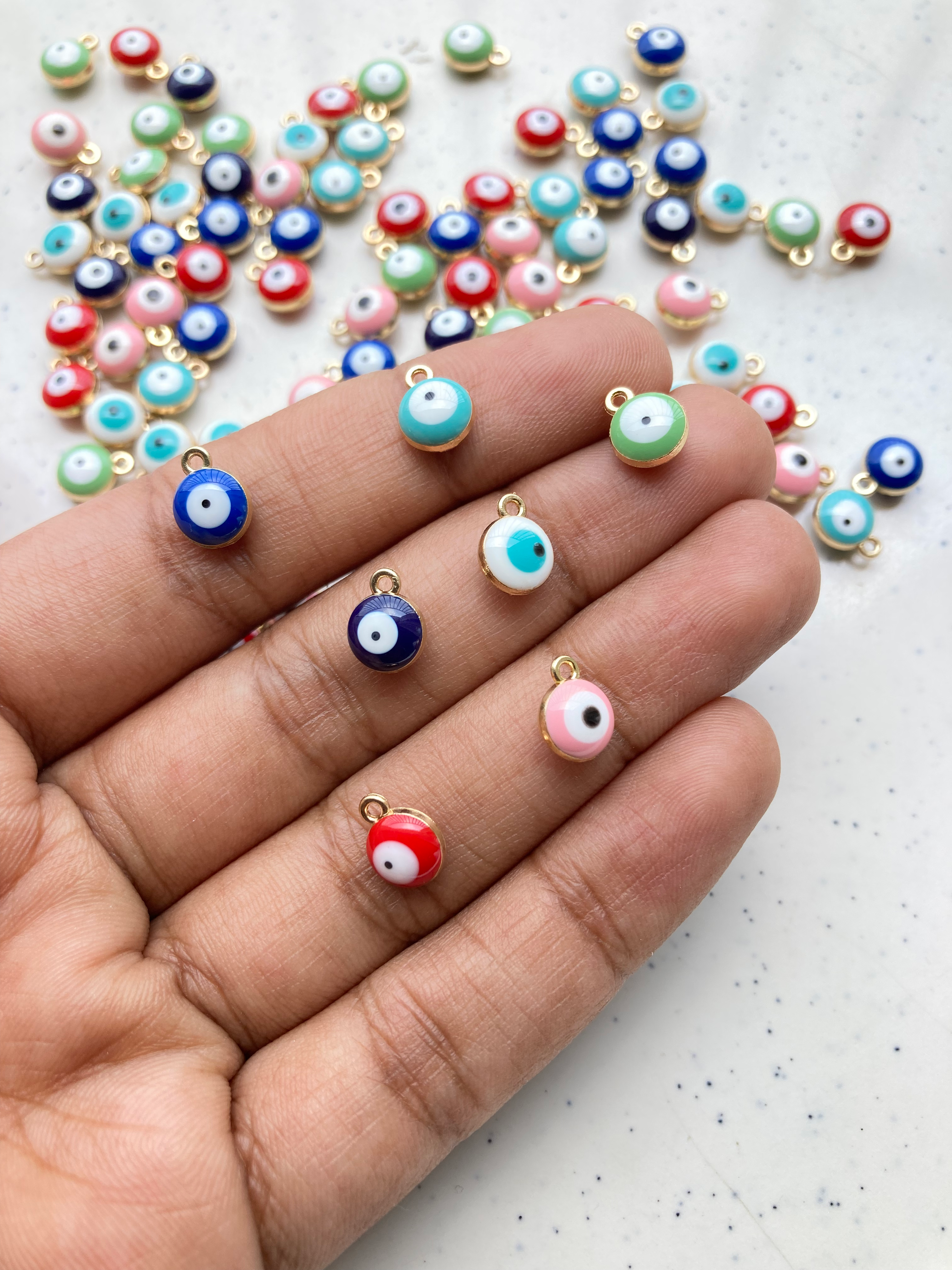 Enamel small round evil eye alloy charm