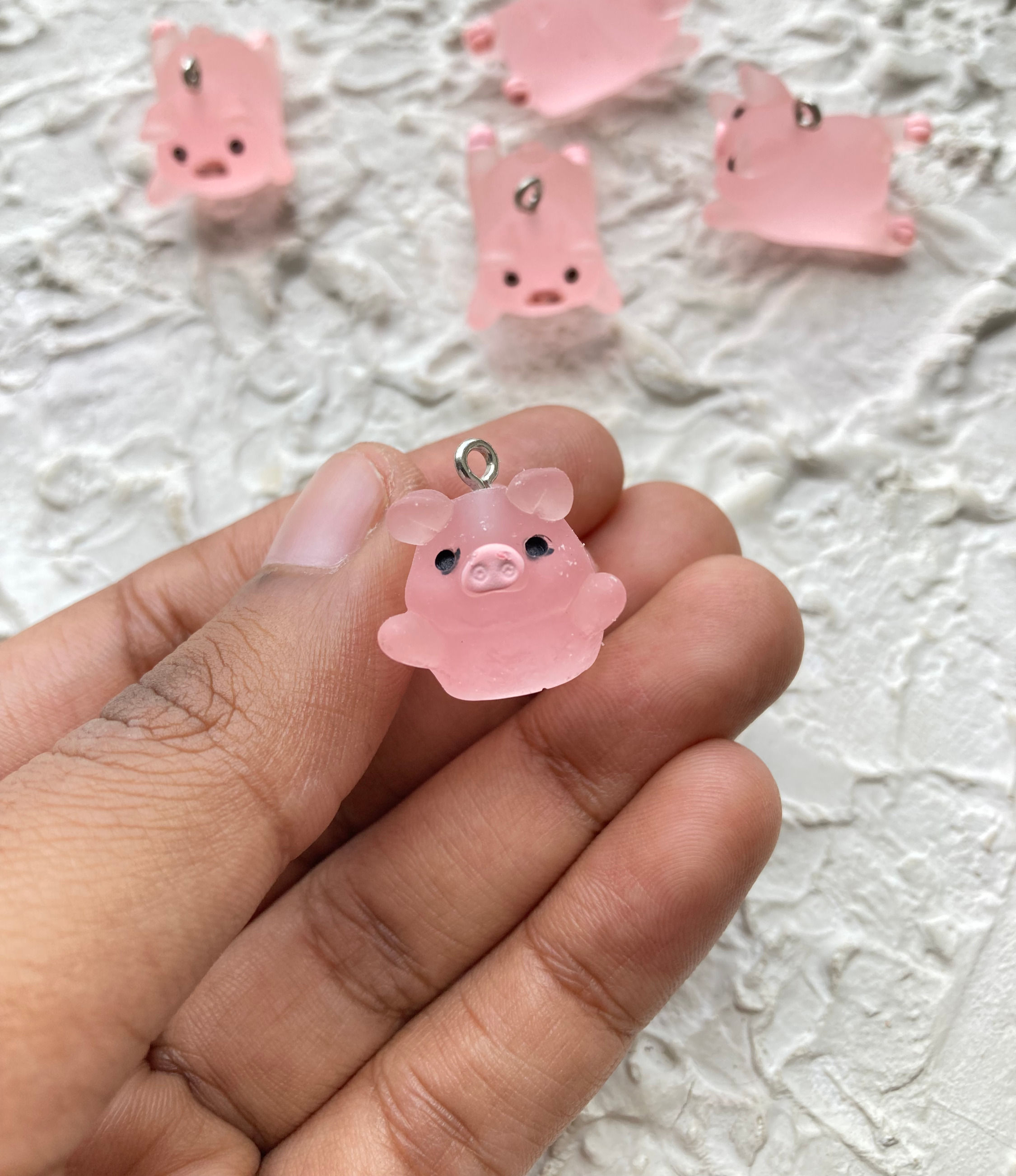Translusent 3D piggy resin charm