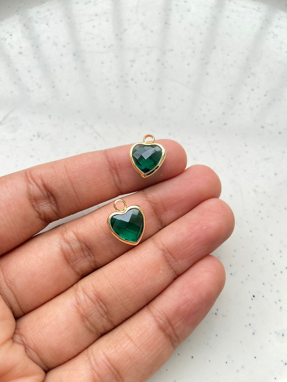 Thumbnail: 10*10mm, Heart shape glass charm (1pc)