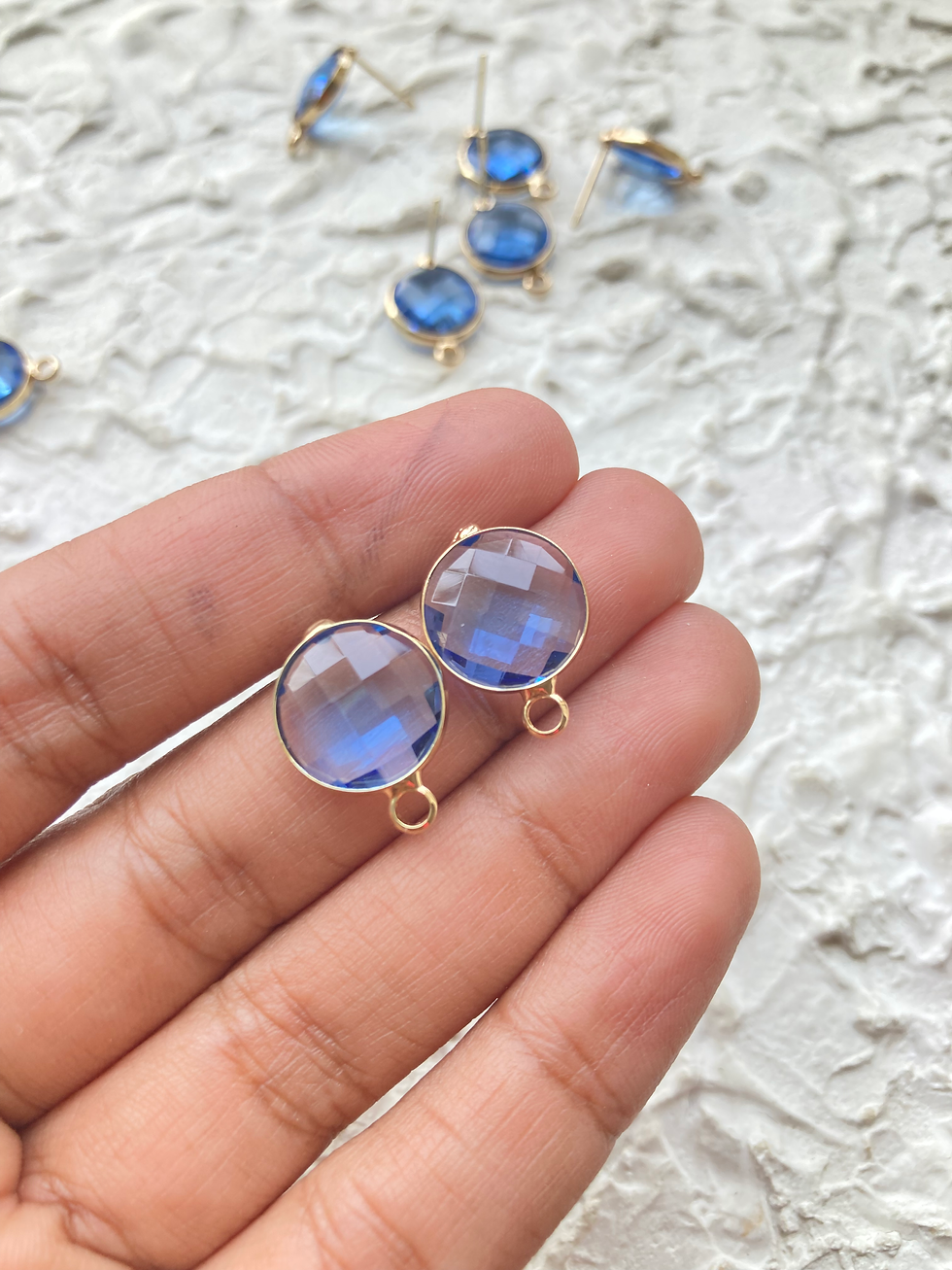 Thumbnail: Colourful round glass brass stud