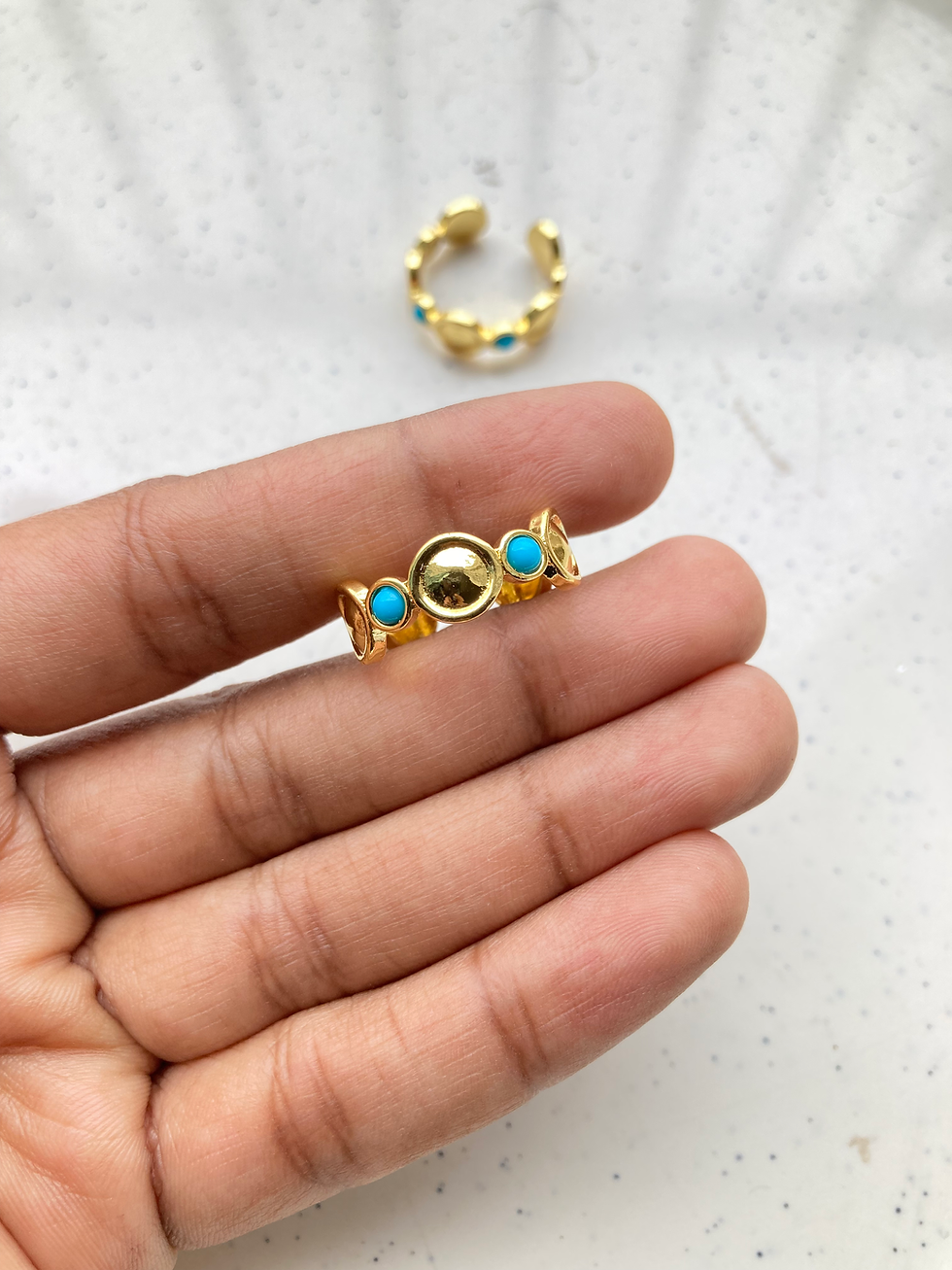 Thumbnail: Readymade blue stones adjustable designer ring