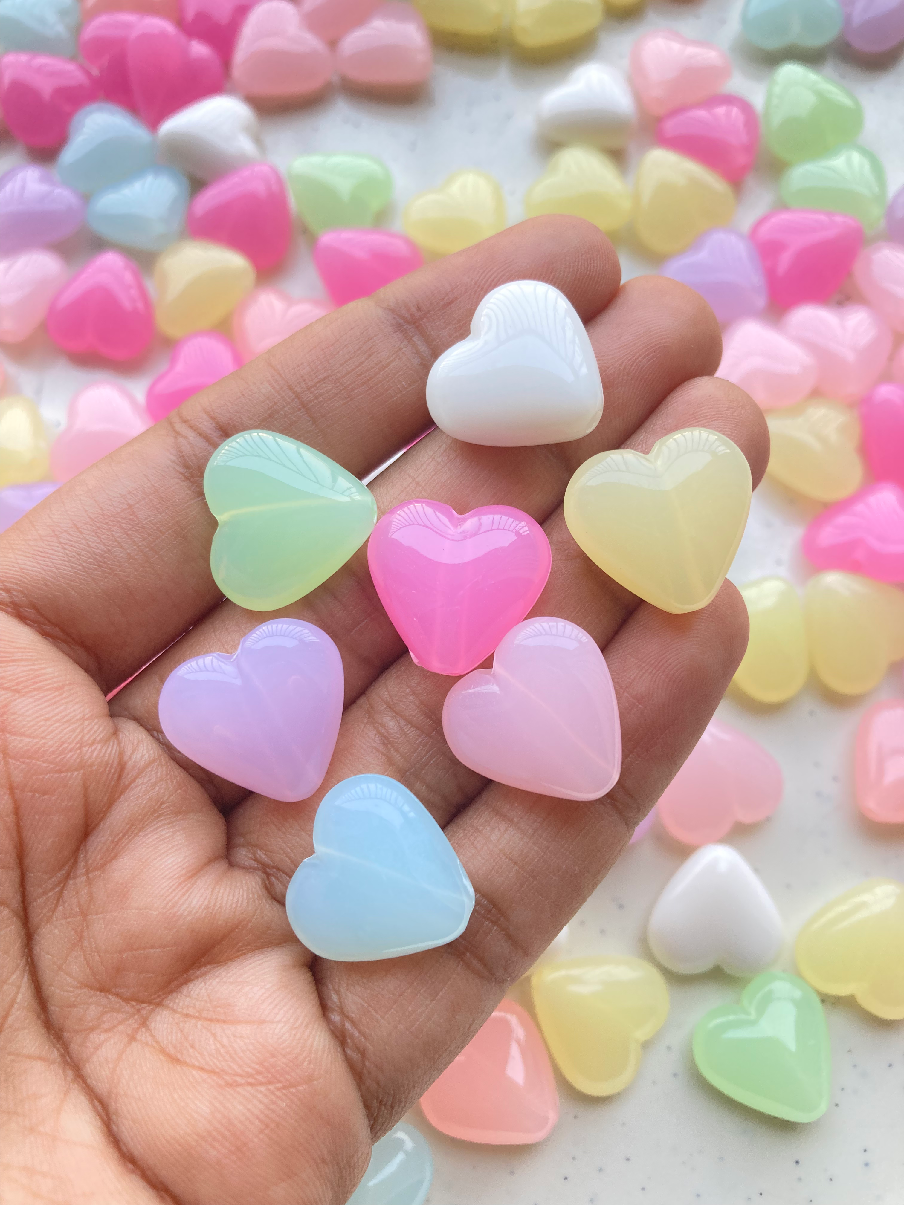 Medium size jelly acrylic heart bead