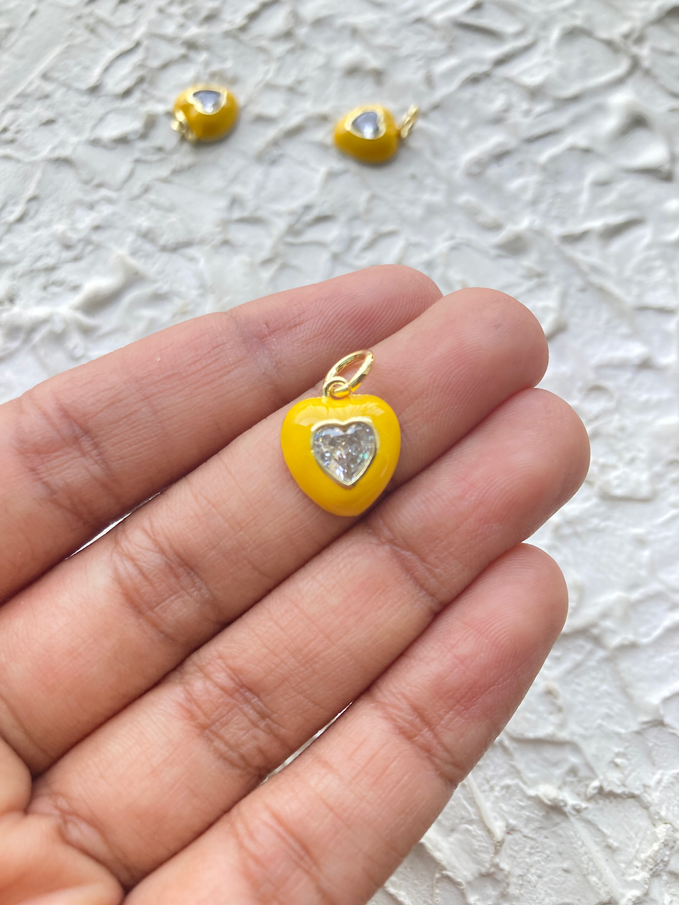 Thumbnail: Colourful zircon heart with enamel brass charm