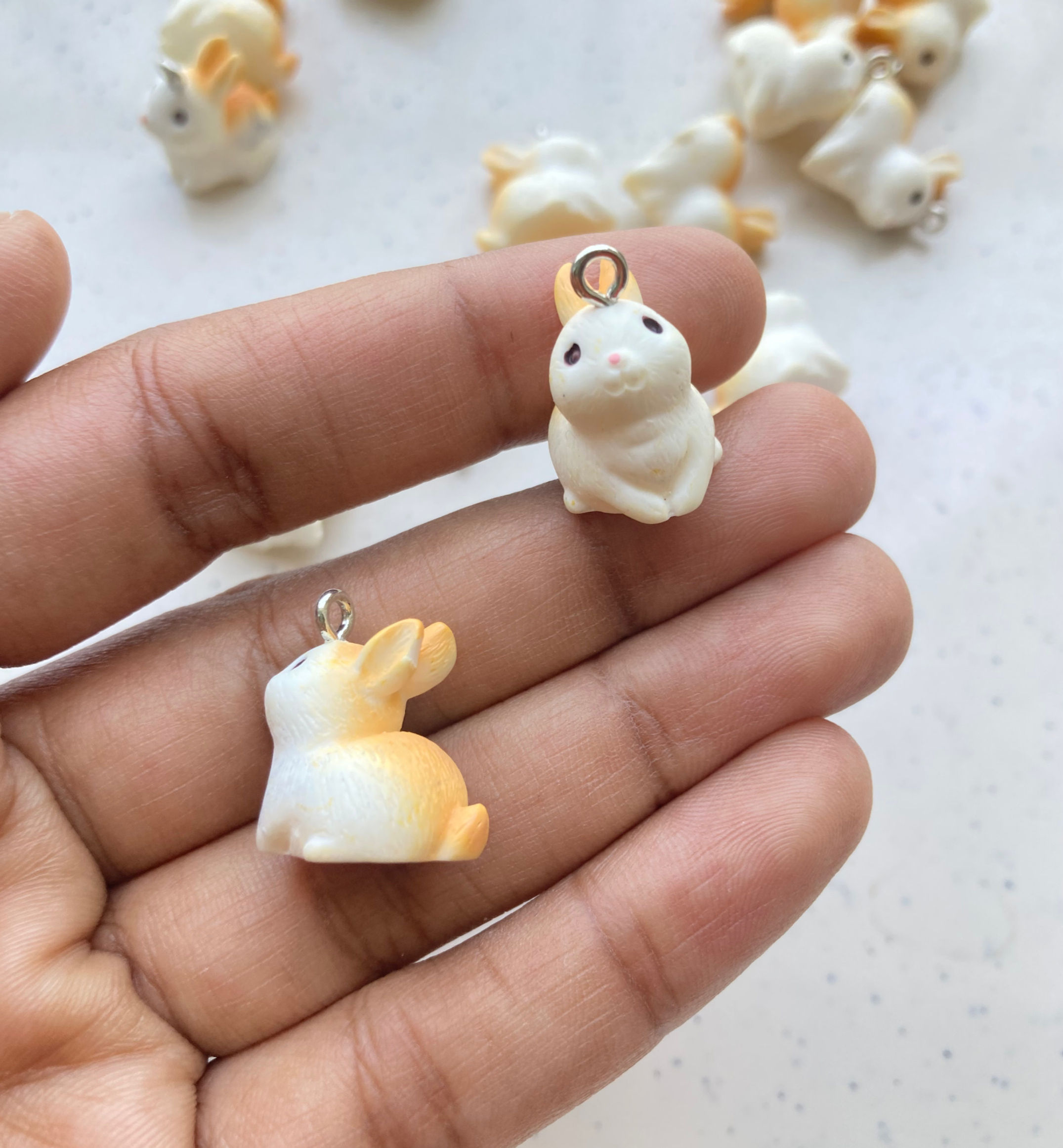 Small rabbit resin charm