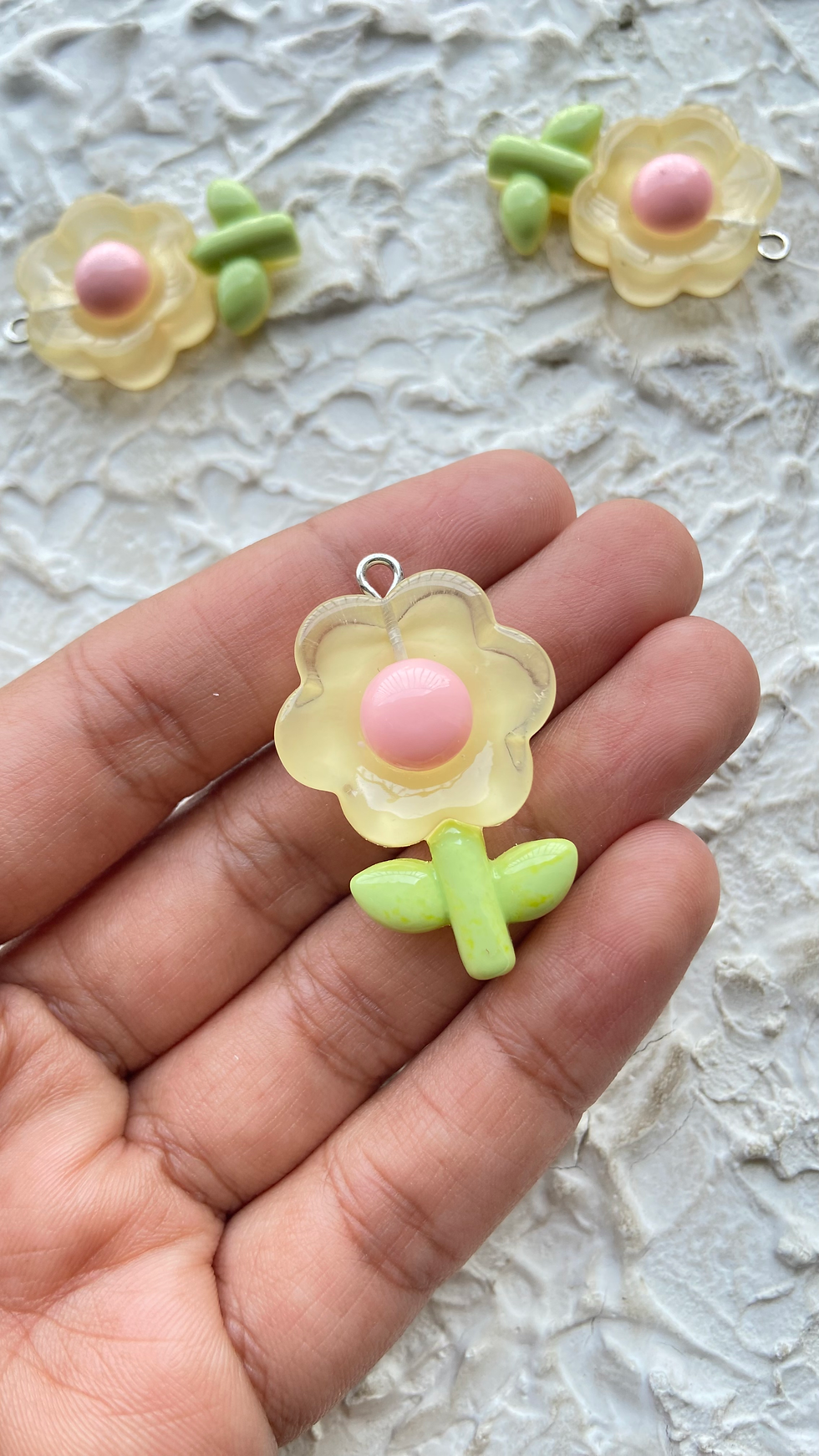 Thumbnail: Resin chunky flower with leaf charm