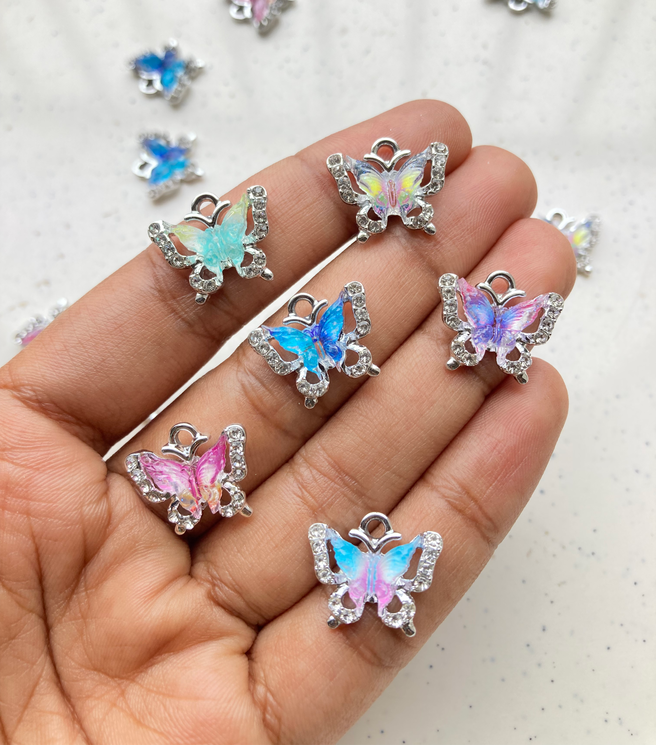 Colourful crystal butterfly charm