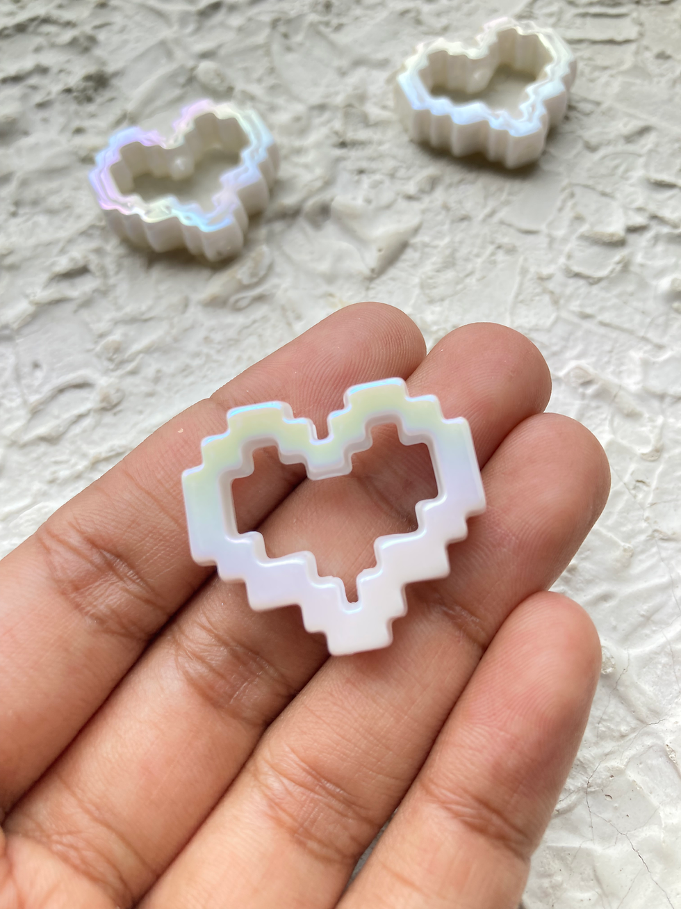 Thumbnail: Acrylic colourful pixel heart bead