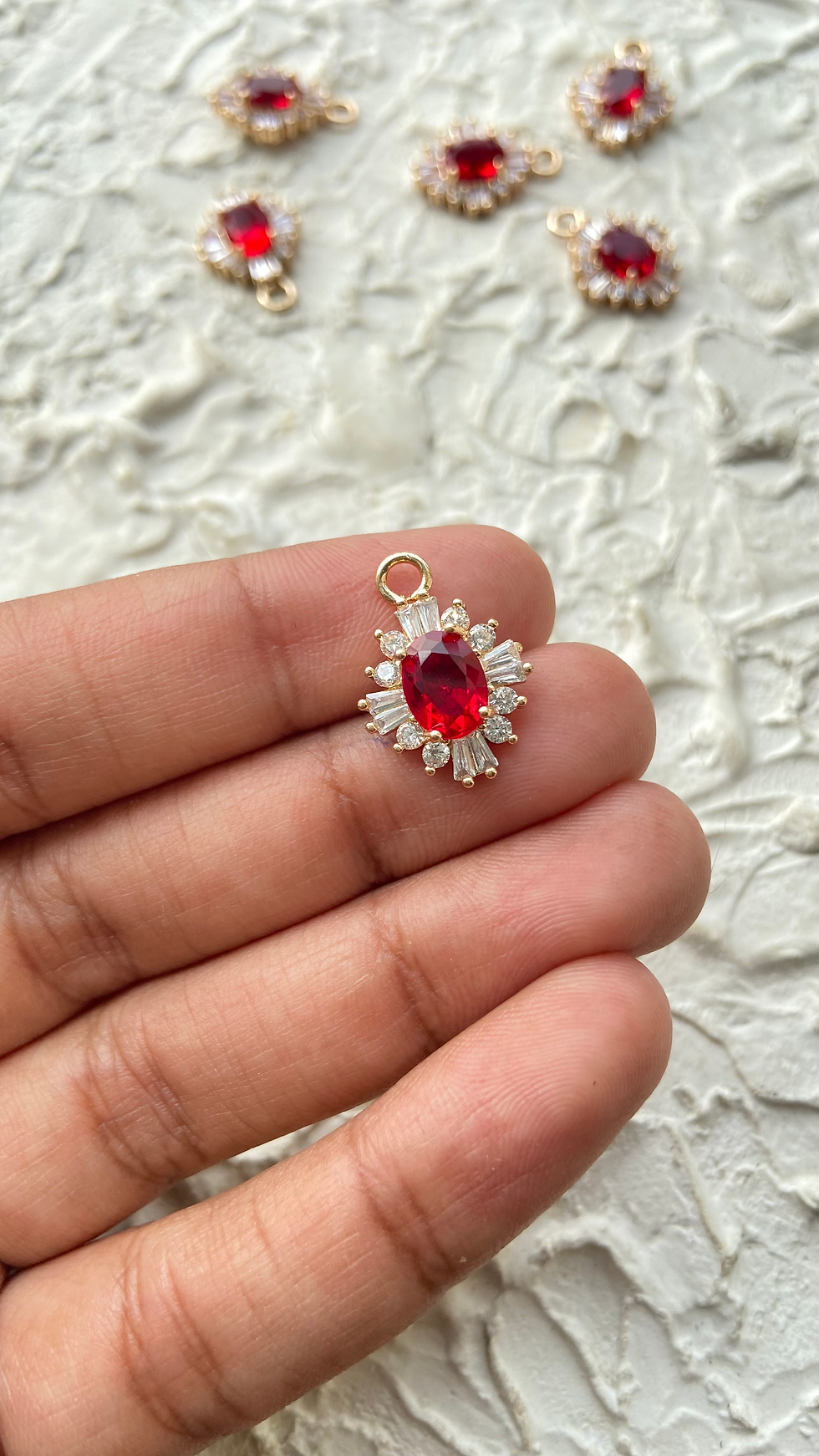 Thumbnail: 18k gold plated oval zircon glass charm