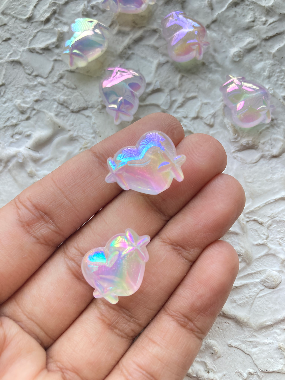 Thumbnail: Glitter glow in dark twinkle heart bead