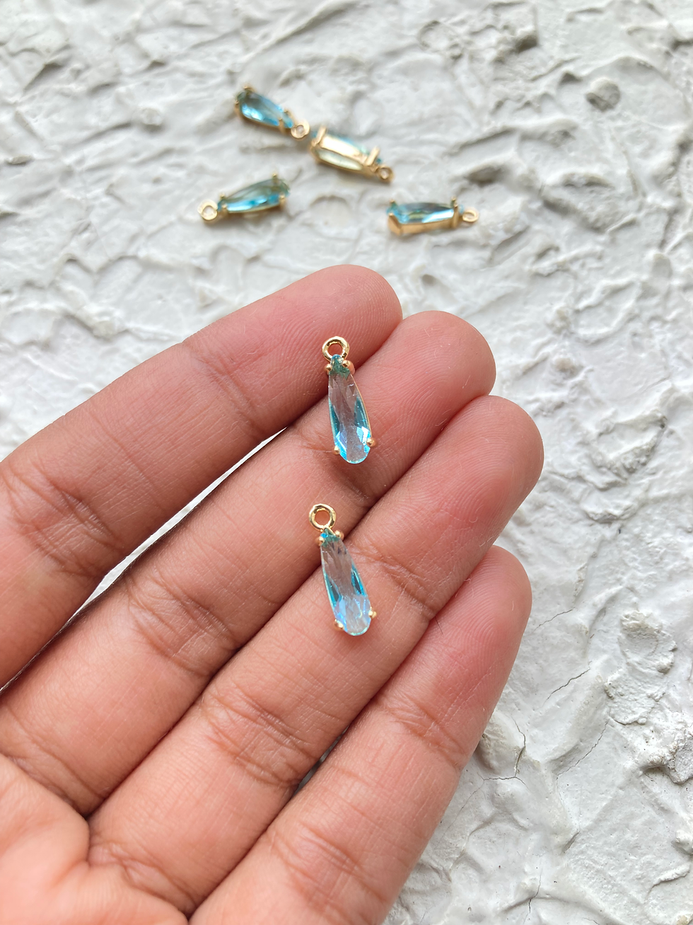 Thumbnail: 14k gold plated zircon long teardrop charm