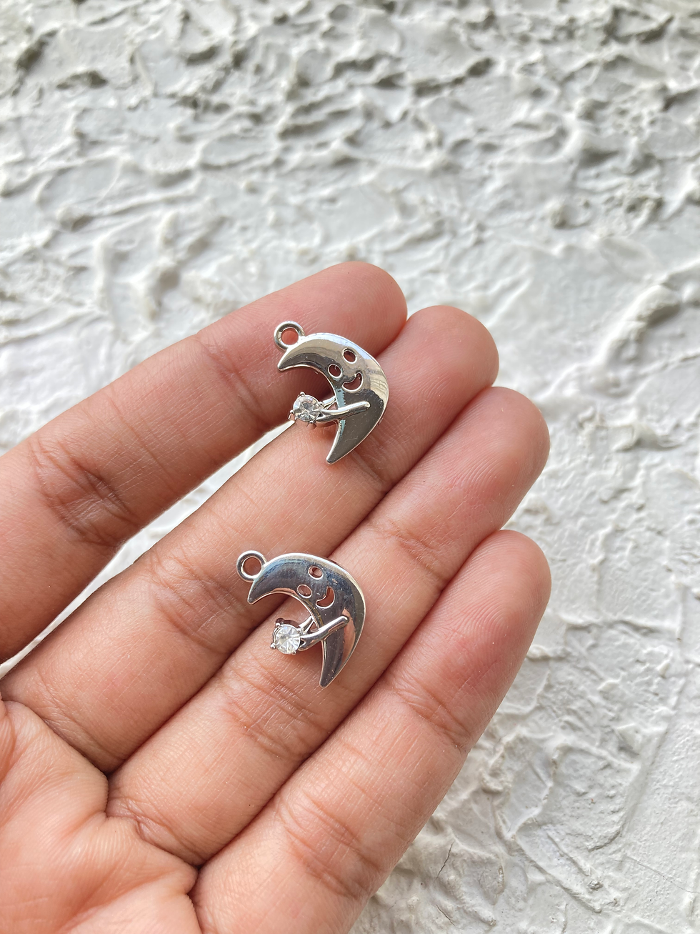 Thumbnail: Moon/star alloy zircon smiley charm