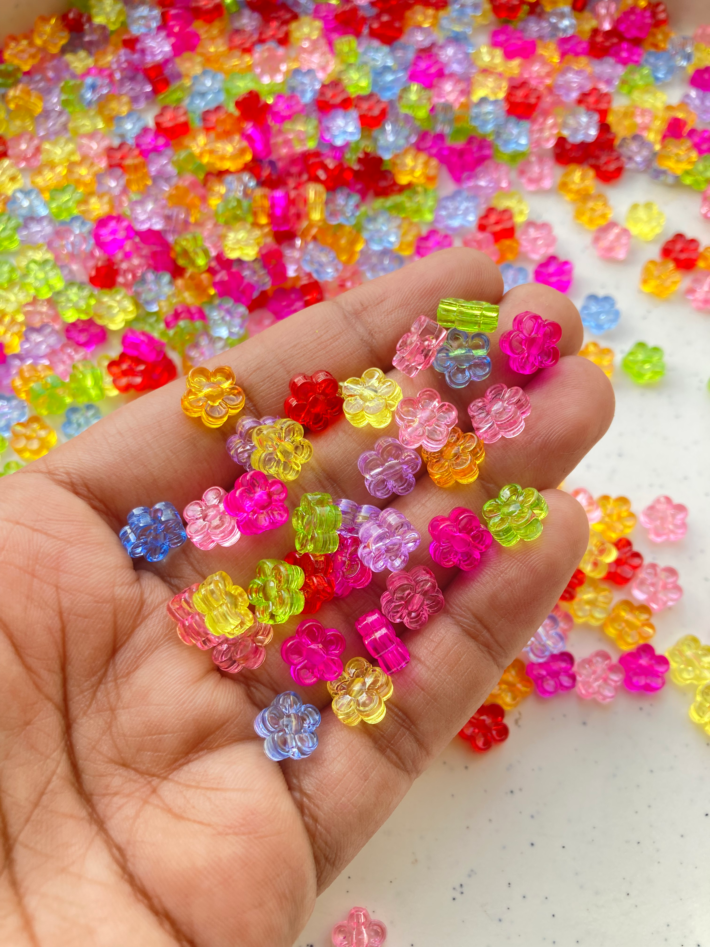 Small flower mix colour acrylic bead
