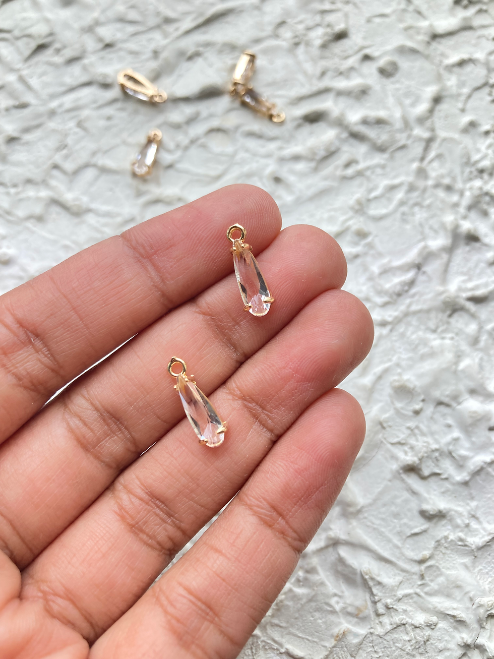Thumbnail: 14k gold plated zircon long teardrop charm