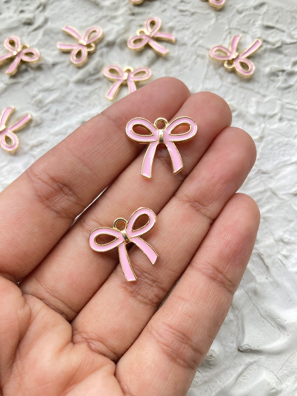 Thumbnail: Alloy pink/red bow enamel charm