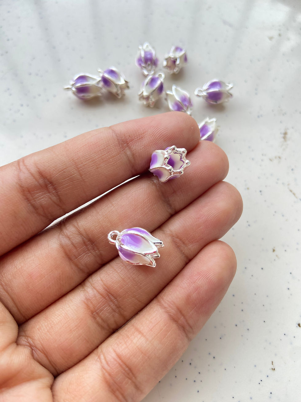 Thumbnail: Lily of the valley flower enamel alloy charm