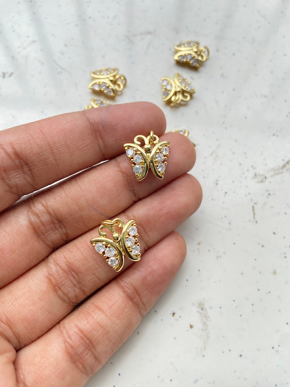 Thumbnail: Zircon gold plated butterfly charm (Pattern-2)
