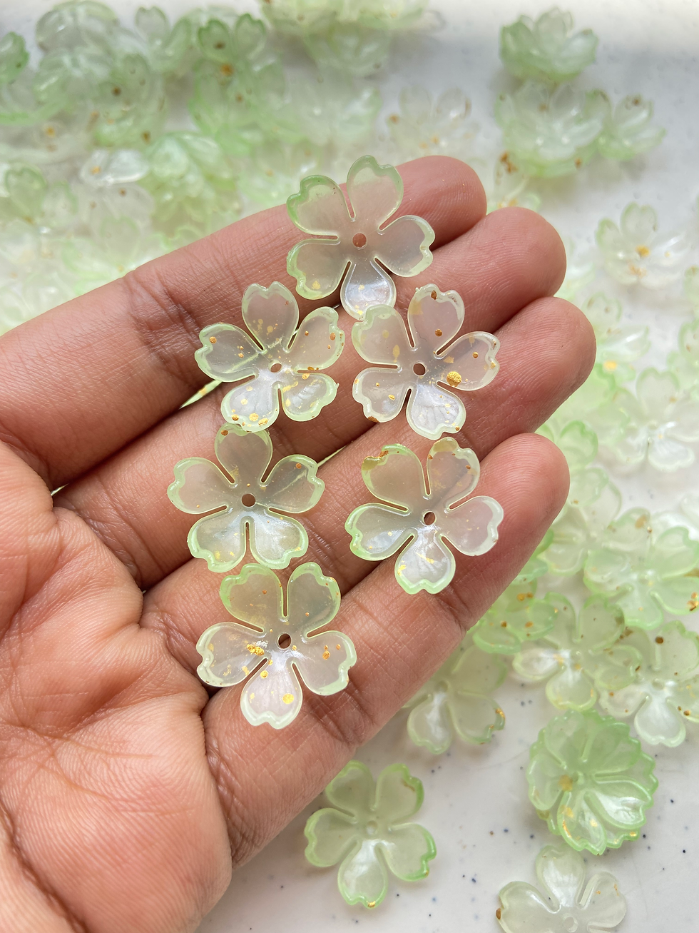 Thumbnail: Pastel sakura flower bead, center drilled