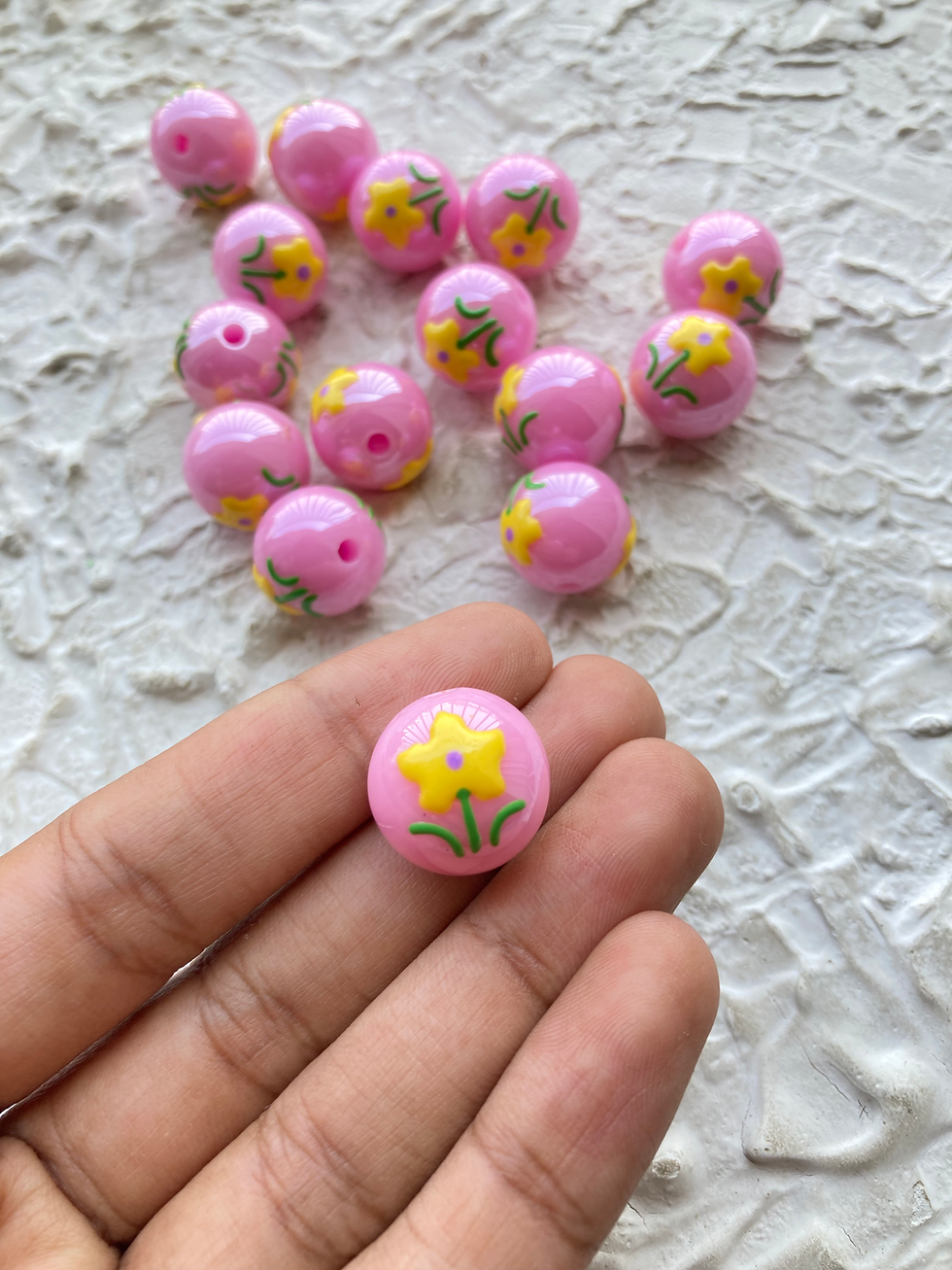 Thumbnail: Shiny acrylic bead balls with flower design