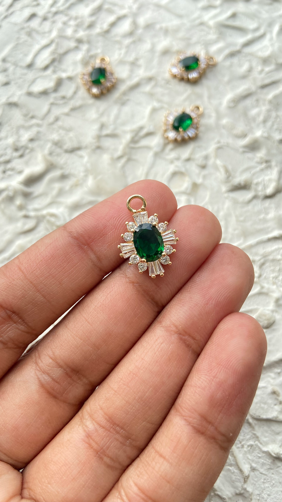 Thumbnail: 18k gold plated oval zircon glass charm