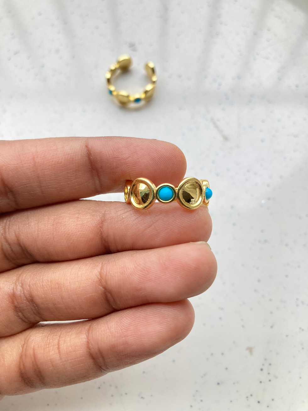 Thumbnail: Readymade blue stones adjustable designer ring