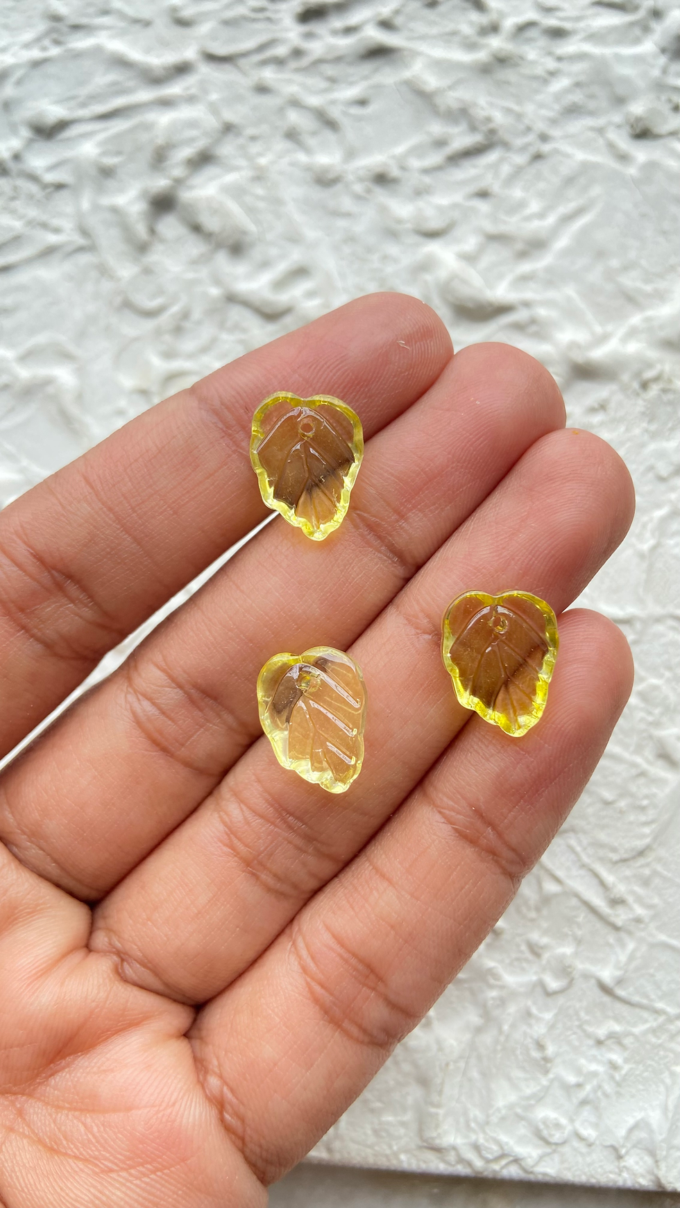 Thumbnail: Lightly shaded glass leaf charm