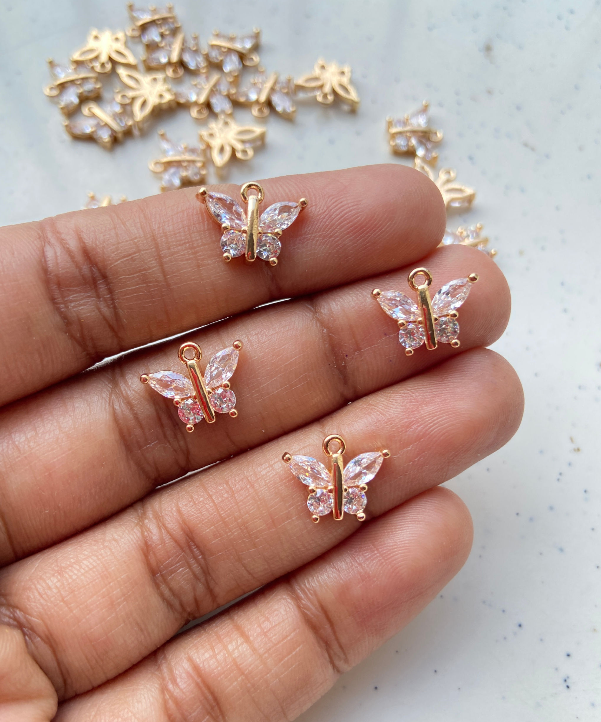 10*12.5*3mm, Zircon glass butterfly charm